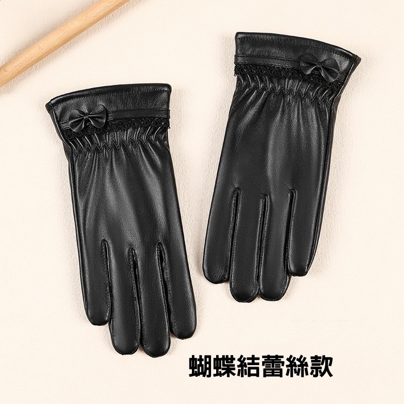 秋冬 女款 皮手套 保暖 可觸屏 防寒防水 騎車保暖手套 加絨加厚 手套 皮革手套 寒流必備-規格圖11