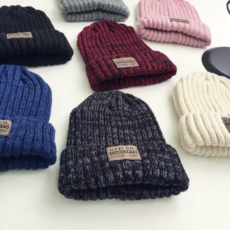 經典貼標 字母 毛線帽 休閒 針織帽  保暖 護耳帽 男女 徽章 皮標 混色 毛帽 針織帽-細節圖5