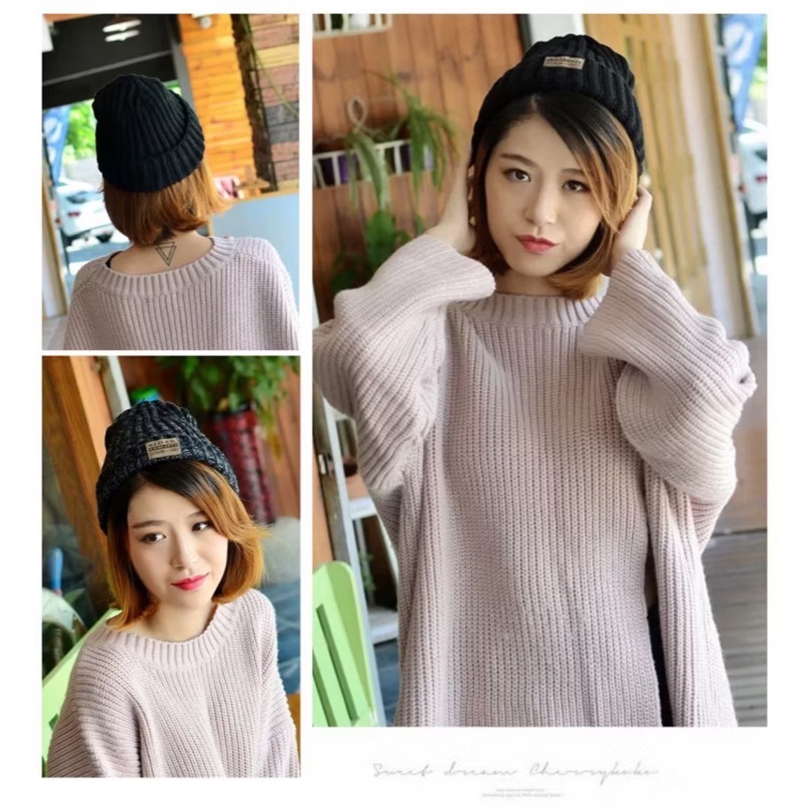 經典貼標 字母 毛線帽 休閒 針織帽  保暖 護耳帽 男女 徽章 皮標 混色 毛帽 針織帽-細節圖9