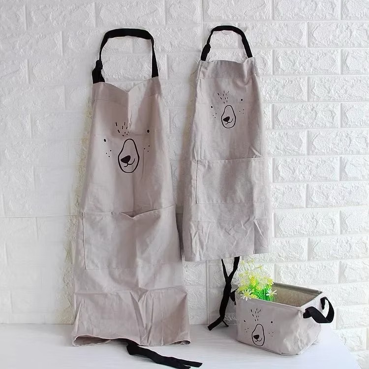 北歐風格 親子款圍裙 棉麻感 成人 兒童圍裙 畫畫衣 工作服 Zakka-細節圖4