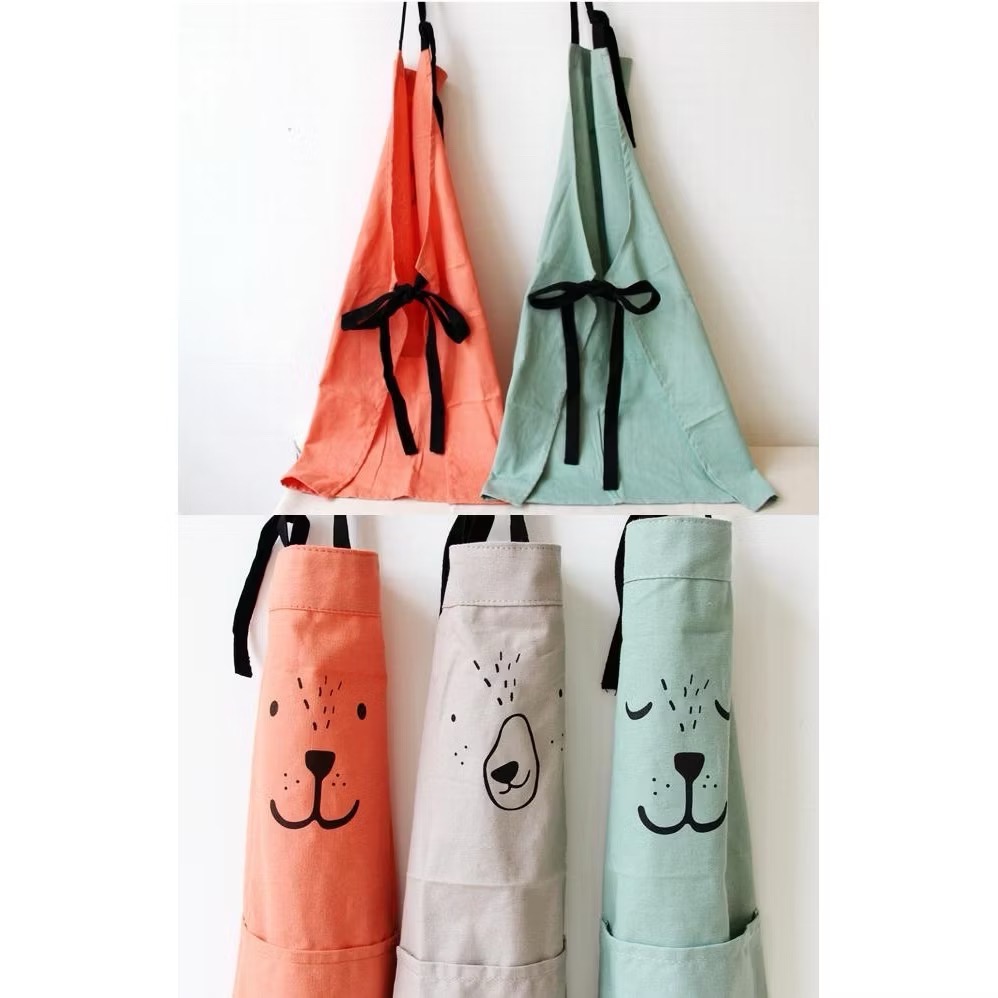北歐風格 親子款圍裙 棉麻感 成人 兒童圍裙 畫畫衣 工作服 Zakka-細節圖6