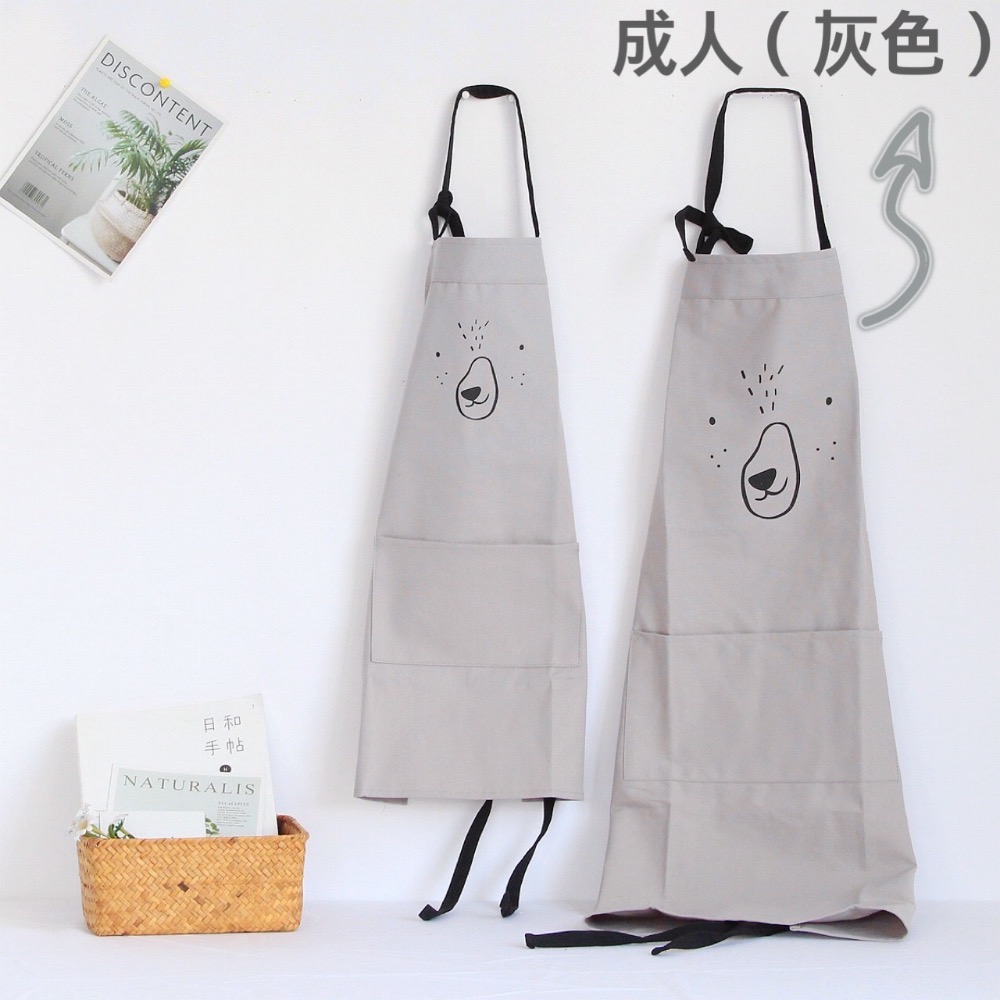 北歐風格 親子款圍裙 棉麻感 成人 兒童圍裙 畫畫衣 工作服 Zakka-規格圖11