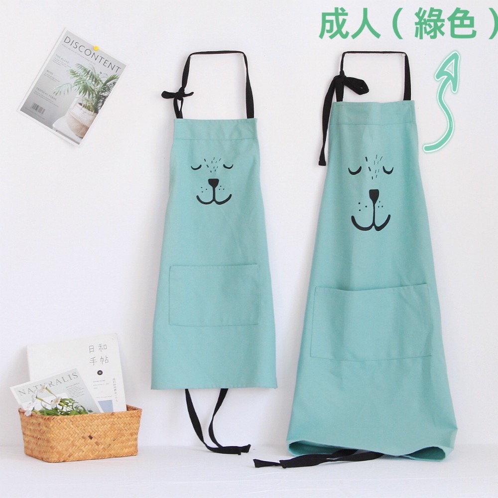 北歐風格 親子款圍裙 棉麻感 成人 兒童圍裙 畫畫衣 工作服 Zakka-規格圖11