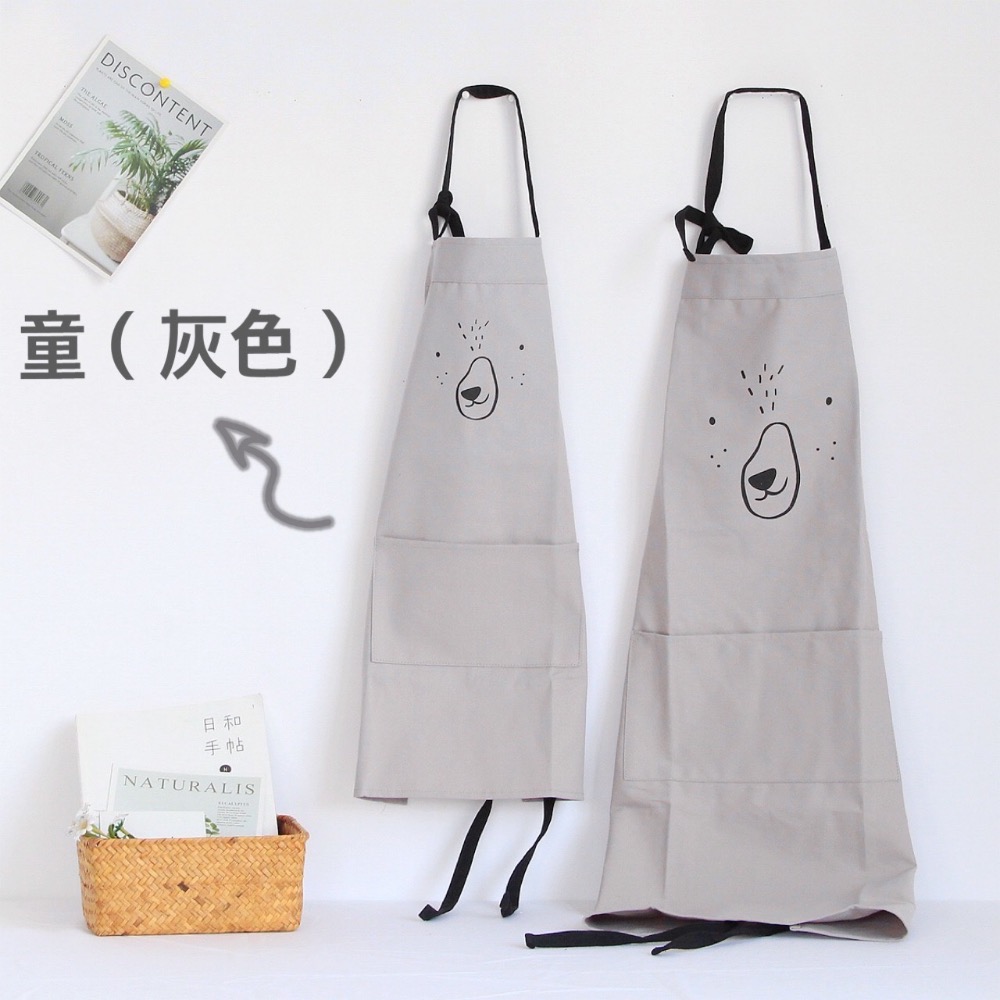 北歐風格 親子款圍裙 棉麻感 成人 兒童圍裙 畫畫衣 工作服 Zakka-規格圖11