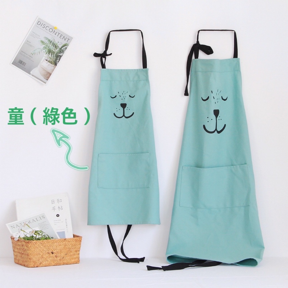 北歐風格 親子款圍裙 棉麻感 成人 兒童圍裙 畫畫衣 工作服 Zakka-規格圖11