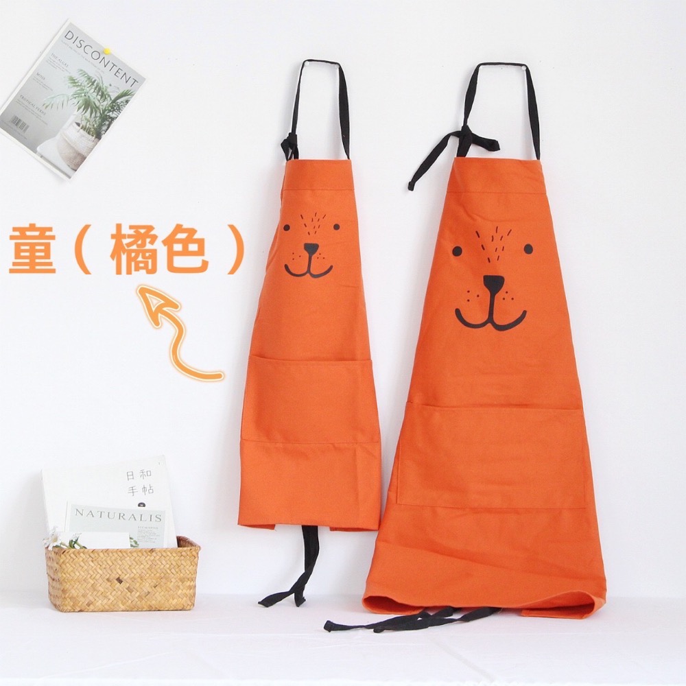 北歐風格 親子款圍裙 棉麻感 成人 兒童圍裙 畫畫衣 工作服 Zakka-規格圖11