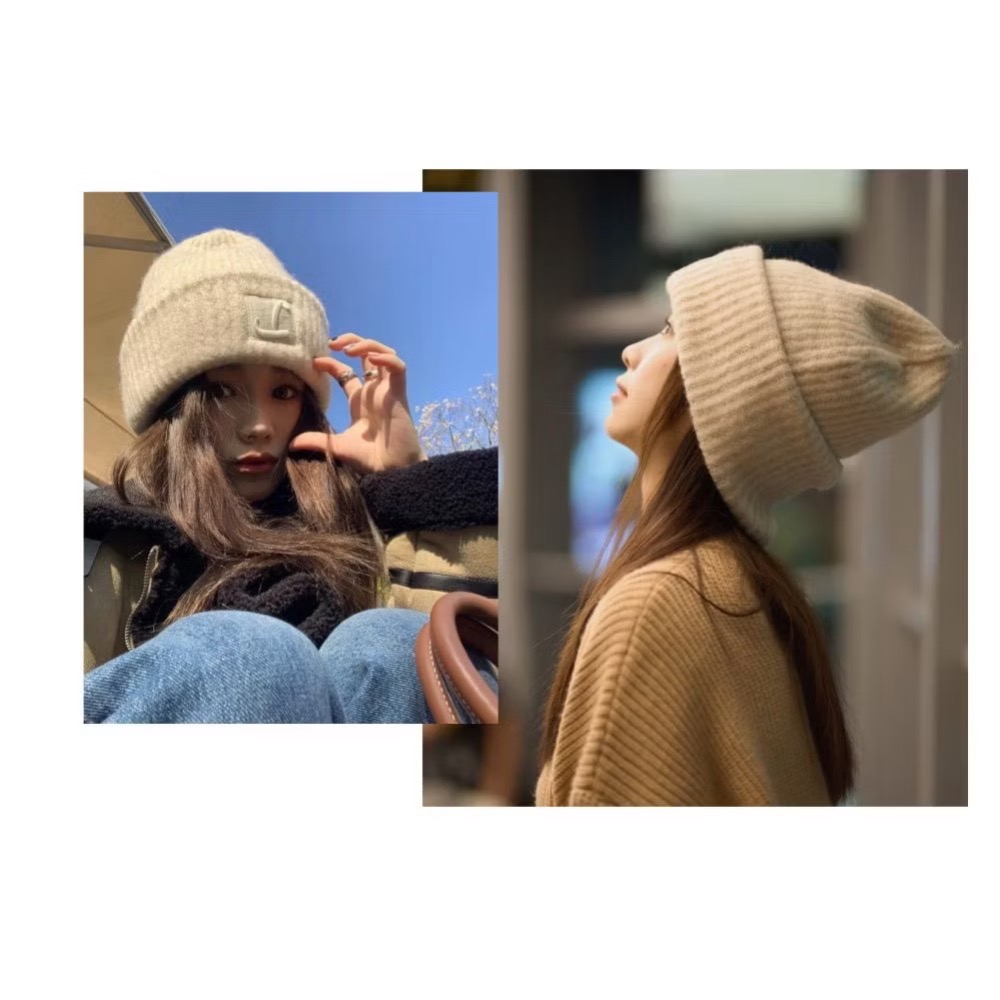 立體繡字 保暖帽 毛線帽 堆堆帽 針織帽 毛帽 冷帽 護耳帽 帽子 冬季保暖-細節圖3