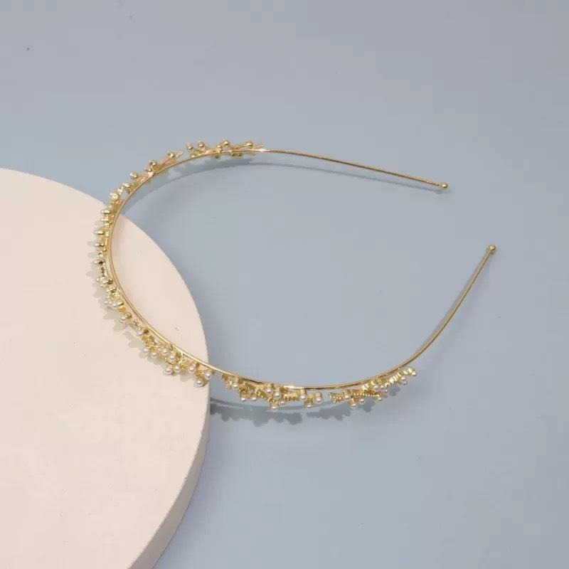 24H出貨 高級感森系 珍珠款髮箍 細款 髮箍 頭箍 合金髮箍-細節圖2