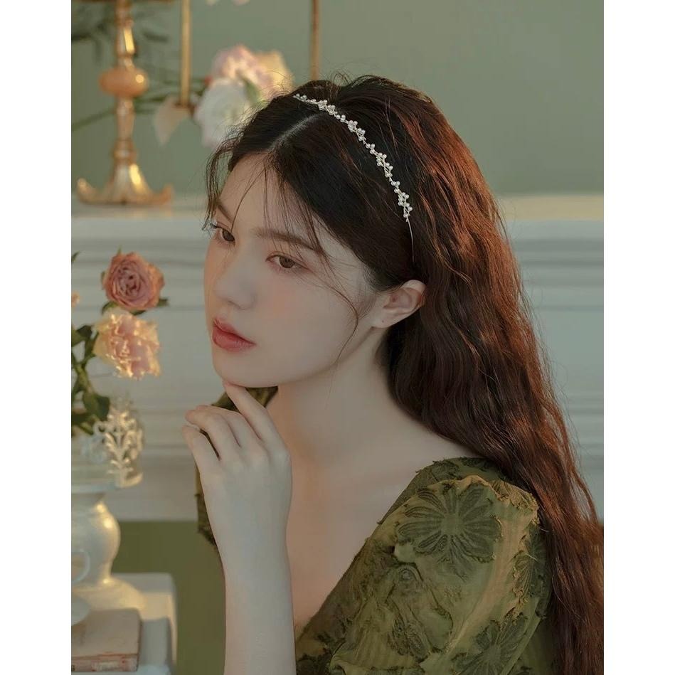 24H出貨 高級感森系 珍珠款髮箍 細款 髮箍 頭箍 合金髮箍-細節圖4