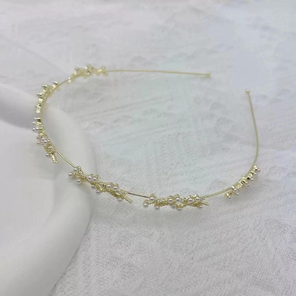 24H出貨 高級感森系 珍珠款髮箍 細款 髮箍 頭箍 合金髮箍-細節圖6