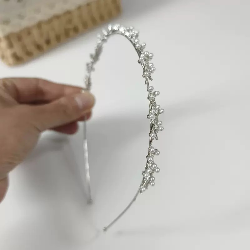 24H出貨 高級感森系 珍珠款髮箍 細款 髮箍 頭箍 合金髮箍-細節圖11