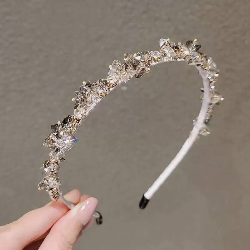 24H出貨 閃亮玻璃水晶質感髮箍 細髮箍 頭箍 髮飾 新娘造型-細節圖9