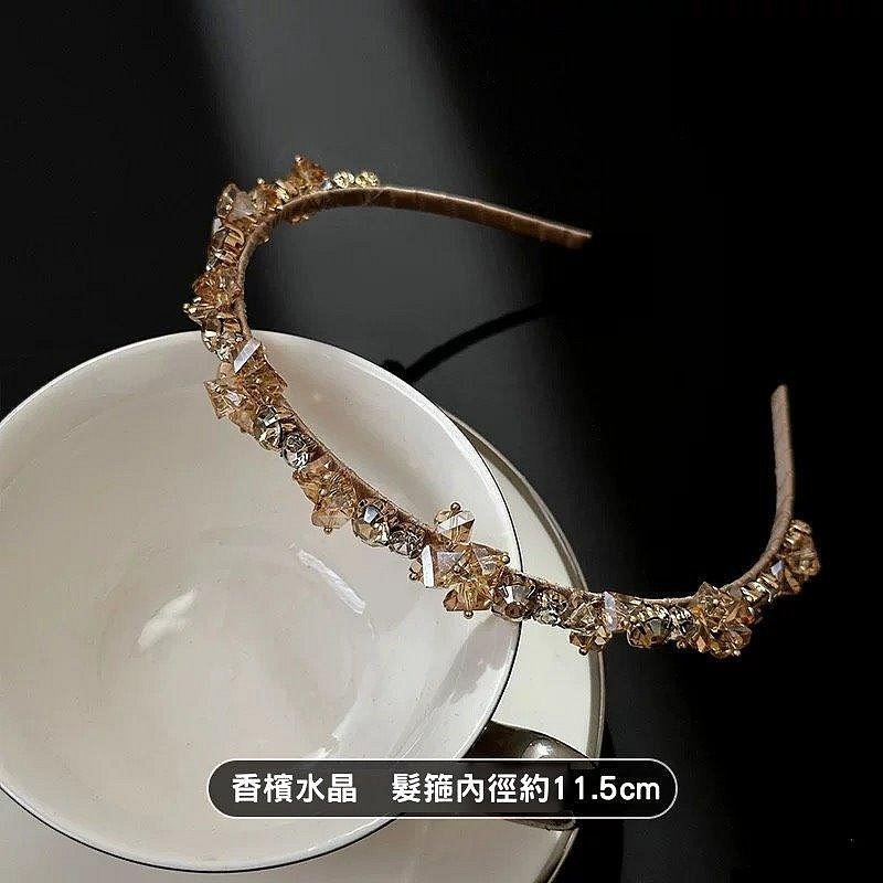24H出貨 閃亮玻璃水晶質感髮箍 細髮箍 頭箍 髮飾 新娘造型-規格圖9