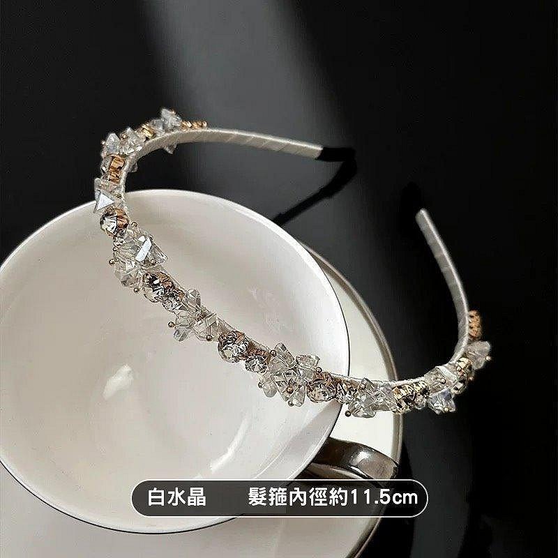 24H出貨 閃亮玻璃水晶質感髮箍 細髮箍 頭箍 髮飾 新娘造型-規格圖9
