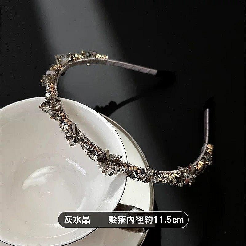 24H出貨 閃亮玻璃水晶質感髮箍 細髮箍 頭箍 髮飾 新娘造型-規格圖9