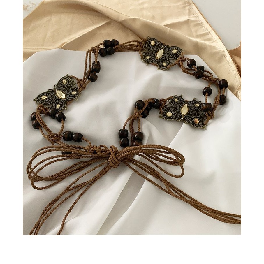 24H出貨 波希米亞 編織腰帶 民族風腰鍊 復古銅片腰帶 細腰帶 腰鍊 手工編織 腰帶-細節圖4