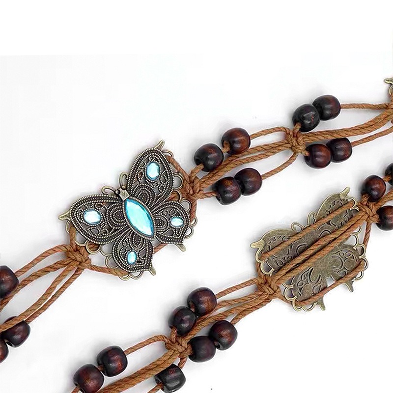 24H出貨 波希米亞 編織腰帶 民族風腰鍊 復古銅片腰帶 細腰帶 腰鍊 手工編織 腰帶-細節圖6