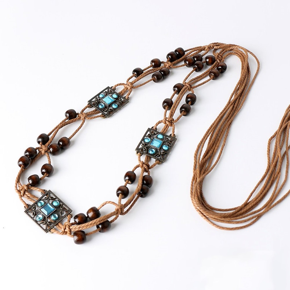 24H出貨 波希米亞 編織腰帶 民族風腰鍊 復古銅片腰帶 細腰帶 腰鍊 手工編織 腰帶-規格圖10