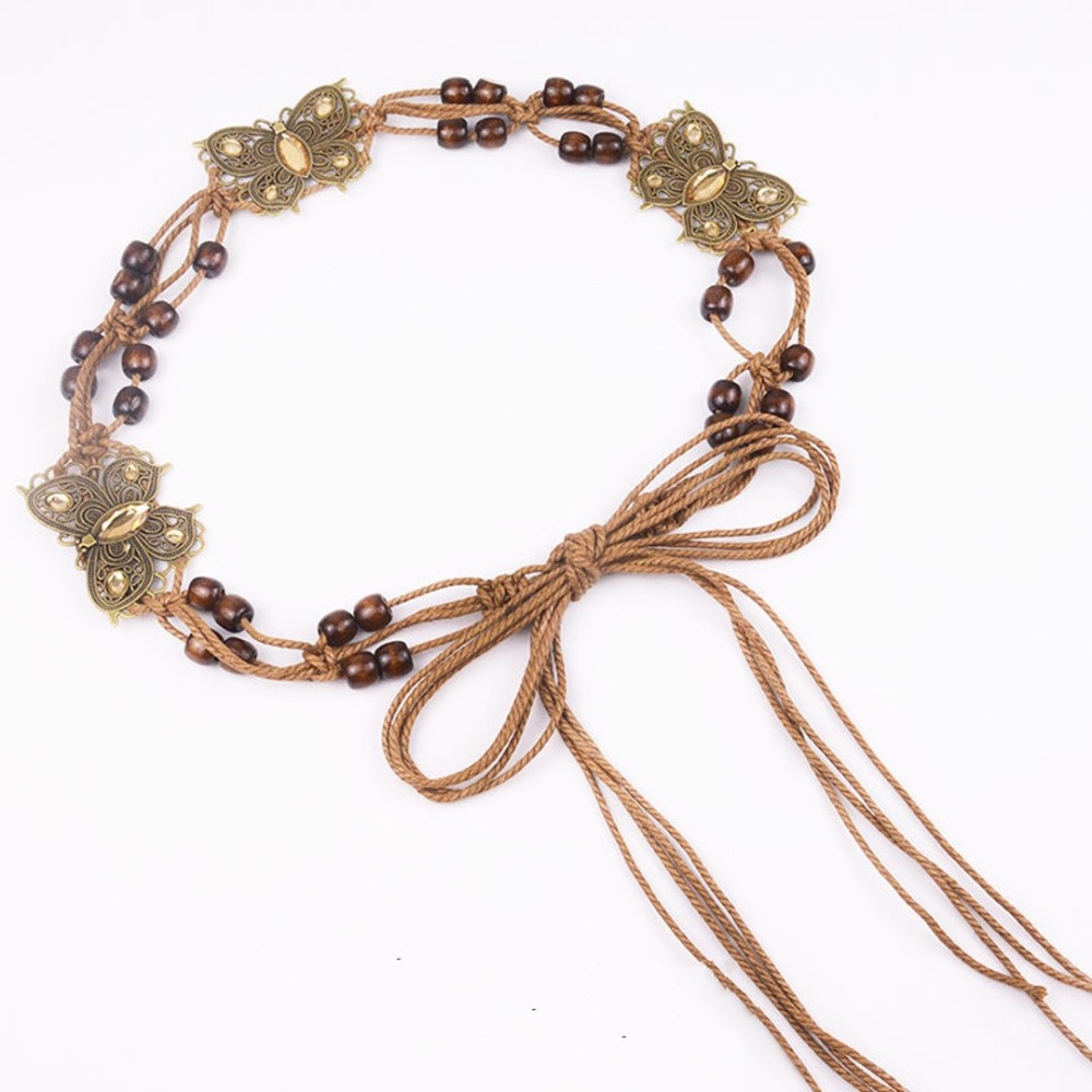 24H出貨 波希米亞 編織腰帶 民族風腰鍊 復古銅片腰帶 細腰帶 腰鍊 手工編織 腰帶-規格圖10