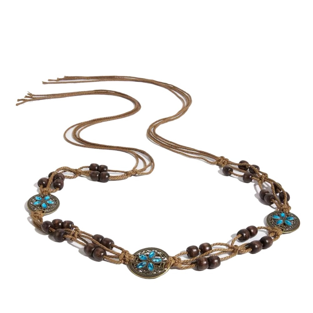 24H出貨 波希米亞 編織腰帶 民族風腰鍊 復古銅片腰帶 細腰帶 腰鍊 手工編織 腰帶-規格圖10