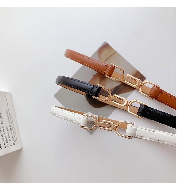 24H出貨 氣質簡約釦飾 細款 免打孔 皮革腰帶 細腰封 PU皮帶 腰帶 四季百搭腰帶-細節圖2