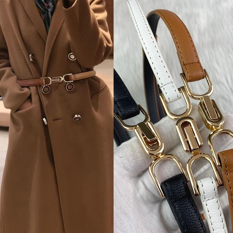 24H出貨 氣質簡約釦飾 細款 免打孔 皮革腰帶 細腰封 PU皮帶 腰帶 四季百搭腰帶-細節圖5