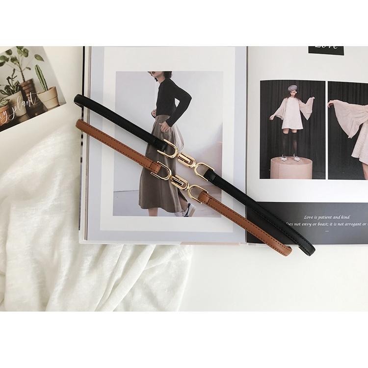 24H出貨 氣質簡約釦飾 細款 免打孔 皮革腰帶 細腰封 PU皮帶 腰帶 四季百搭腰帶-細節圖7