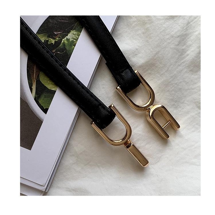 24H出貨 氣質簡約釦飾 細款 免打孔 皮革腰帶 細腰封 PU皮帶 腰帶 四季百搭腰帶-細節圖8