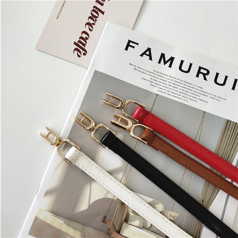 24H出貨 氣質簡約釦飾 細款 免打孔 皮革腰帶 細腰封 PU皮帶 腰帶 四季百搭腰帶-細節圖9