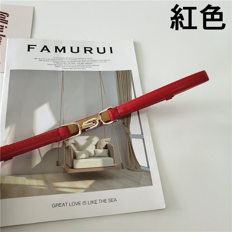 24H出貨 氣質簡約釦飾 細款 免打孔 皮革腰帶 細腰封 PU皮帶 腰帶 四季百搭腰帶-規格圖9