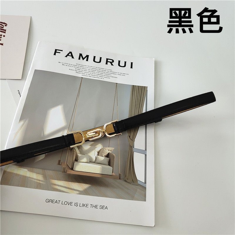24H出貨 氣質簡約釦飾 細款 免打孔 皮革腰帶 細腰封 PU皮帶 腰帶 四季百搭腰帶-規格圖9