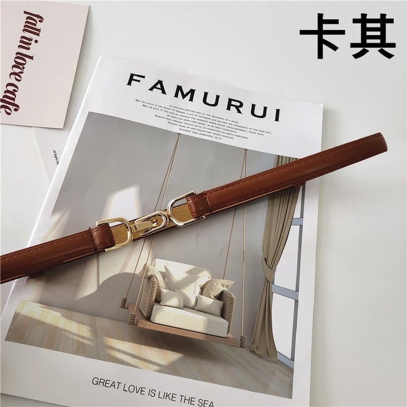 24H出貨 氣質簡約釦飾 細款 免打孔 皮革腰帶 細腰封 PU皮帶 腰帶 四季百搭腰帶-規格圖9