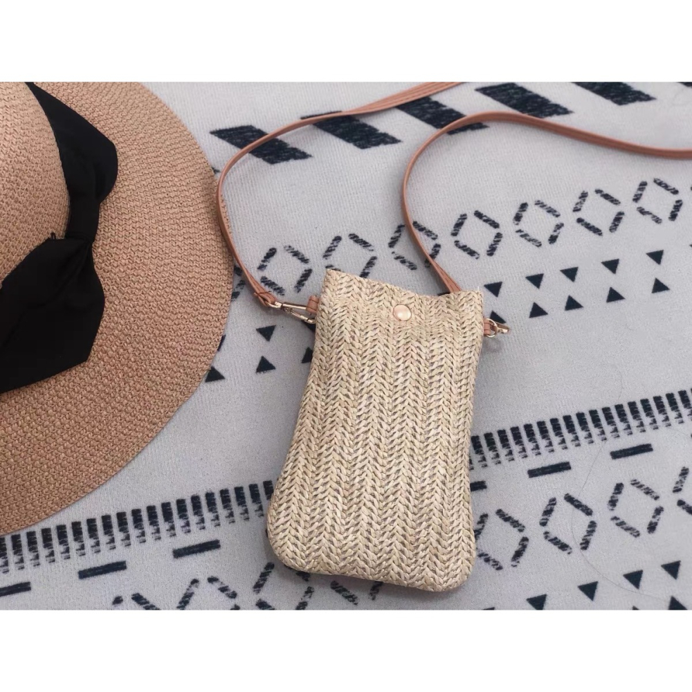 24H出貨 迷你草編 手機包 隨身小包 手機袋 小包 斜背包 手機包 小物包 隨身包-細節圖5