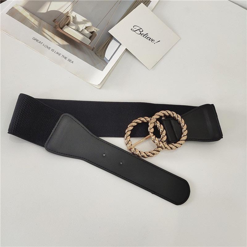 24H出貨 復古造型金釦 皮革 鬆緊 彈力 腰封 腰帶 造型腰帶 皮帶 顯瘦 寬版腰帶 鬆緊腰封-細節圖8