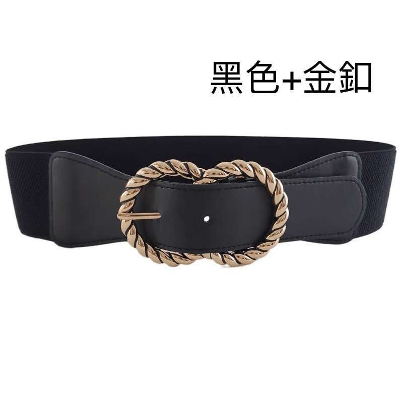 24H出貨 復古造型金釦 皮革 鬆緊 彈力 腰封 腰帶 造型腰帶 皮帶 顯瘦 寬版腰帶 鬆緊腰封-規格圖9