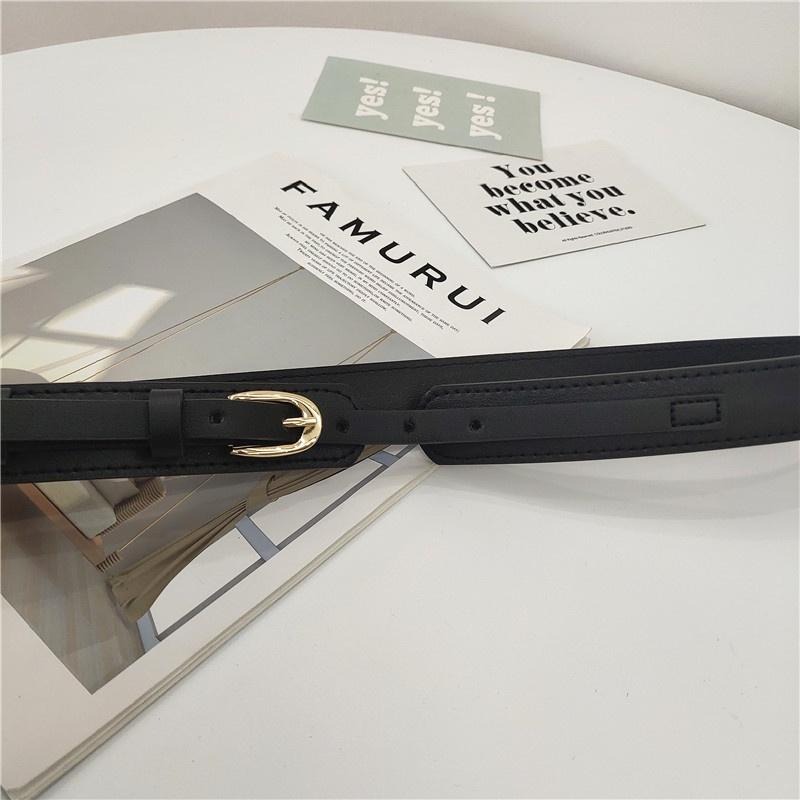 24H出貨 簡約金釦穿孔式 細版腰封 皮帶 腰帶 顯瘦腰帶 細腰 皮革腰帶 細腰帶-細節圖2