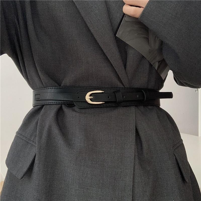 24H出貨 簡約金釦穿孔式 細版腰封 皮帶 腰帶 顯瘦腰帶 細腰 皮革腰帶 細腰帶-細節圖7