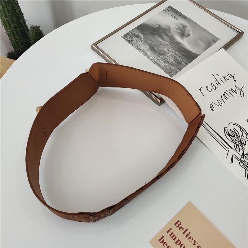 24H出貨 蛇紋斜搭扣寬版腰帶 腰封 彈力腰封 顯瘦寬腰帶 寬版腰帶 腰帶 皮帶-細節圖8