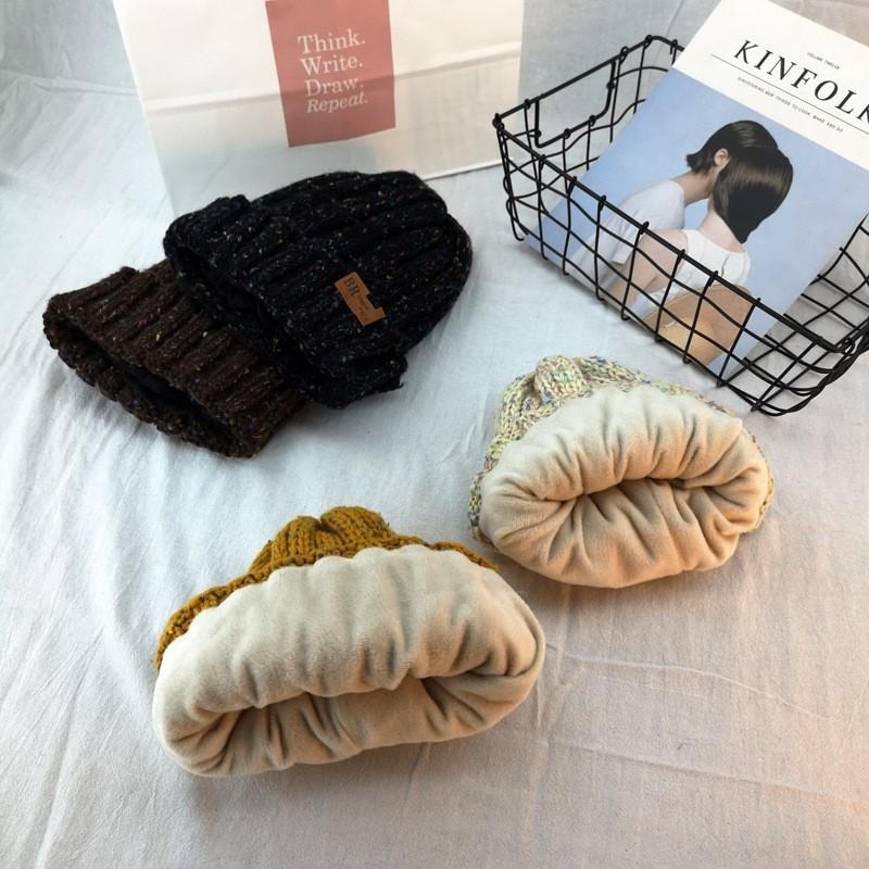 24H出貨 混色皮標 毛線帽 加絨 毛帽 帽子 秋冬 加絨加厚 百搭 針織帽 中性毛帽-細節圖4