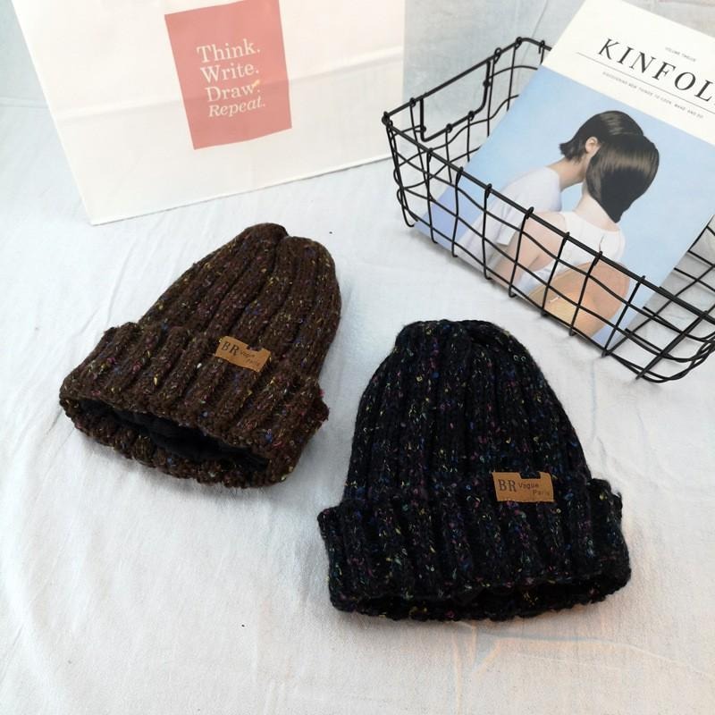 24H出貨 混色皮標 毛線帽 加絨 毛帽 帽子 秋冬 加絨加厚 百搭 針織帽 中性毛帽-細節圖8