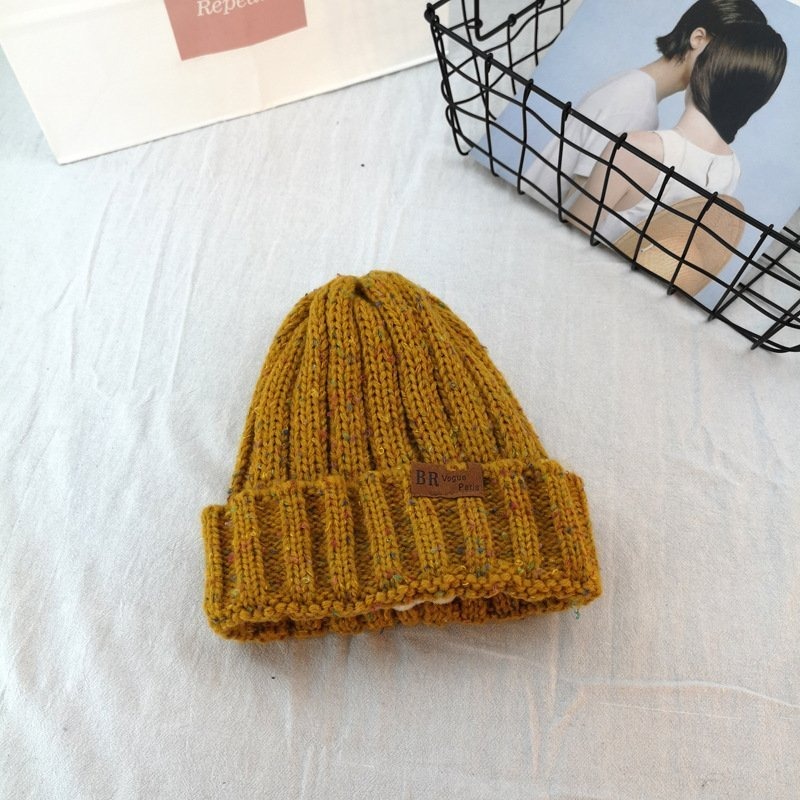 24H出貨 混色皮標 毛線帽 加絨 毛帽 帽子 秋冬 加絨加厚 百搭 針織帽 中性毛帽-規格圖9