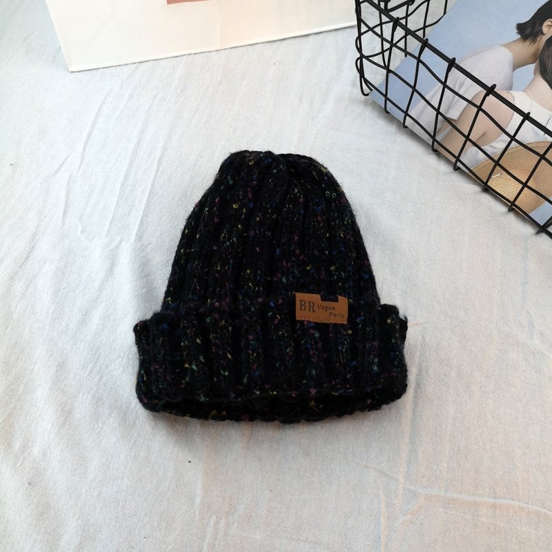 24H出貨 混色皮標 毛線帽 加絨 毛帽 帽子 秋冬 加絨加厚 百搭 針織帽 中性毛帽-規格圖9