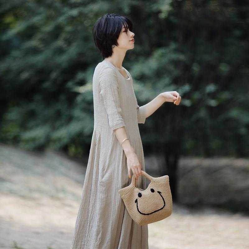 smile日系風 微笑編織包 手工編織手提包 笑臉包 編織包 手提包 水餃包 小方包 休閒包 笑臉包-細節圖4