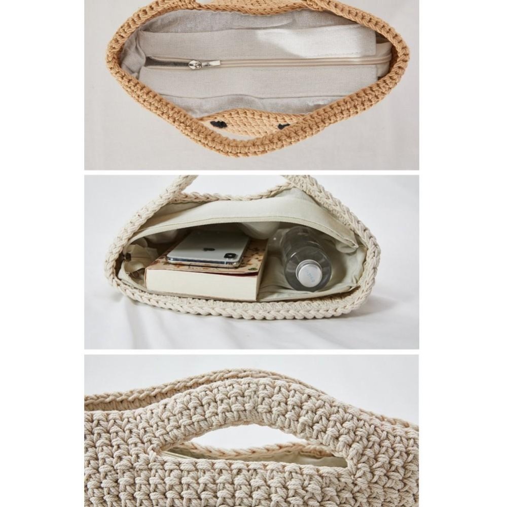 smile日系風 微笑編織包 手工編織手提包 笑臉包 編織包 手提包 水餃包 小方包 休閒包 笑臉包-細節圖5