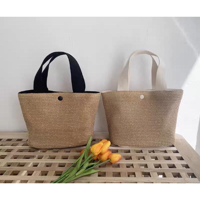 簡約款 草編包 手提 沙灘包 度假 編織包 手提包 PU材質 仿草編 小包 小方包-細節圖8