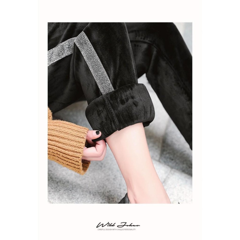 24H出貨 金絲絨束腳運動褲 雙面金絲絨個性休閒褲 束口褲  運動褲 加絨 加厚 顯瘦 寬鬆 休閒 哈倫褲 褲子 女褲-細節圖3