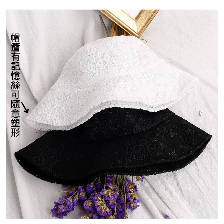 24H出貨 蕾絲漁夫帽 防曬 透氣 薄款 出遊 遮陽帽 夏天 鏤空漁夫帽 盆帽 帽子 緹花-細節圖3
