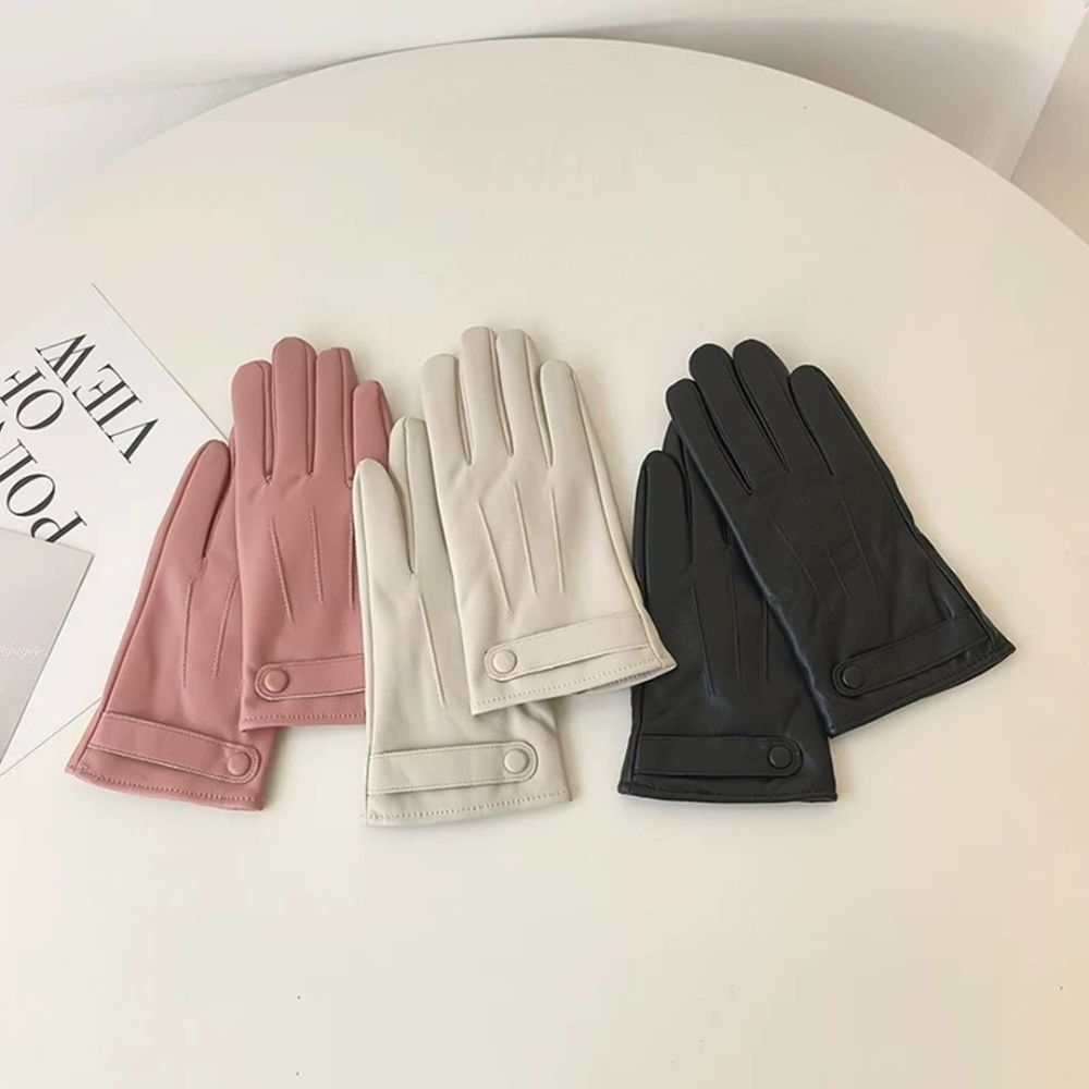 冬季女款可觸屏皮革手套 保暖手套 加絨防寒手套 冬季保暖手套 女士手套-細節圖3