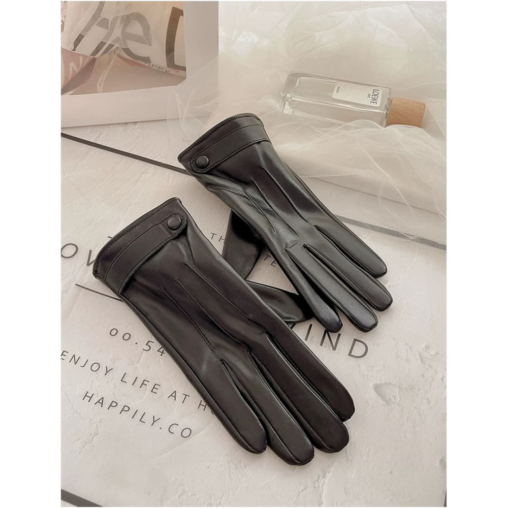 冬季女款可觸屏皮革手套 保暖手套 加絨防寒手套 冬季保暖手套 女士手套-細節圖5