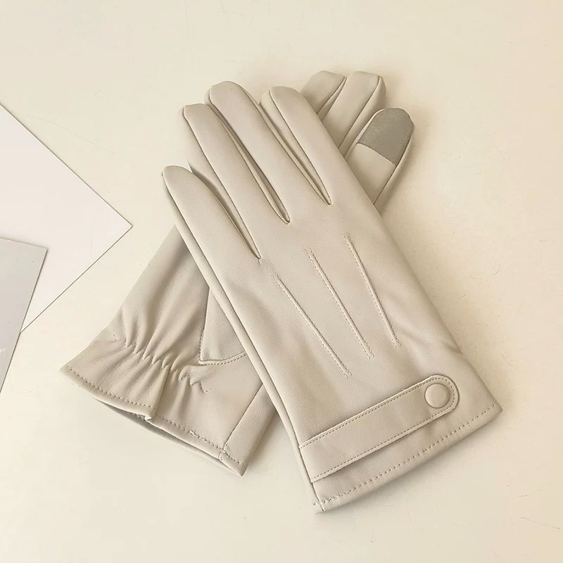 冬季女款可觸屏皮革手套 保暖手套 加絨防寒手套 冬季保暖手套 女士手套-規格圖11